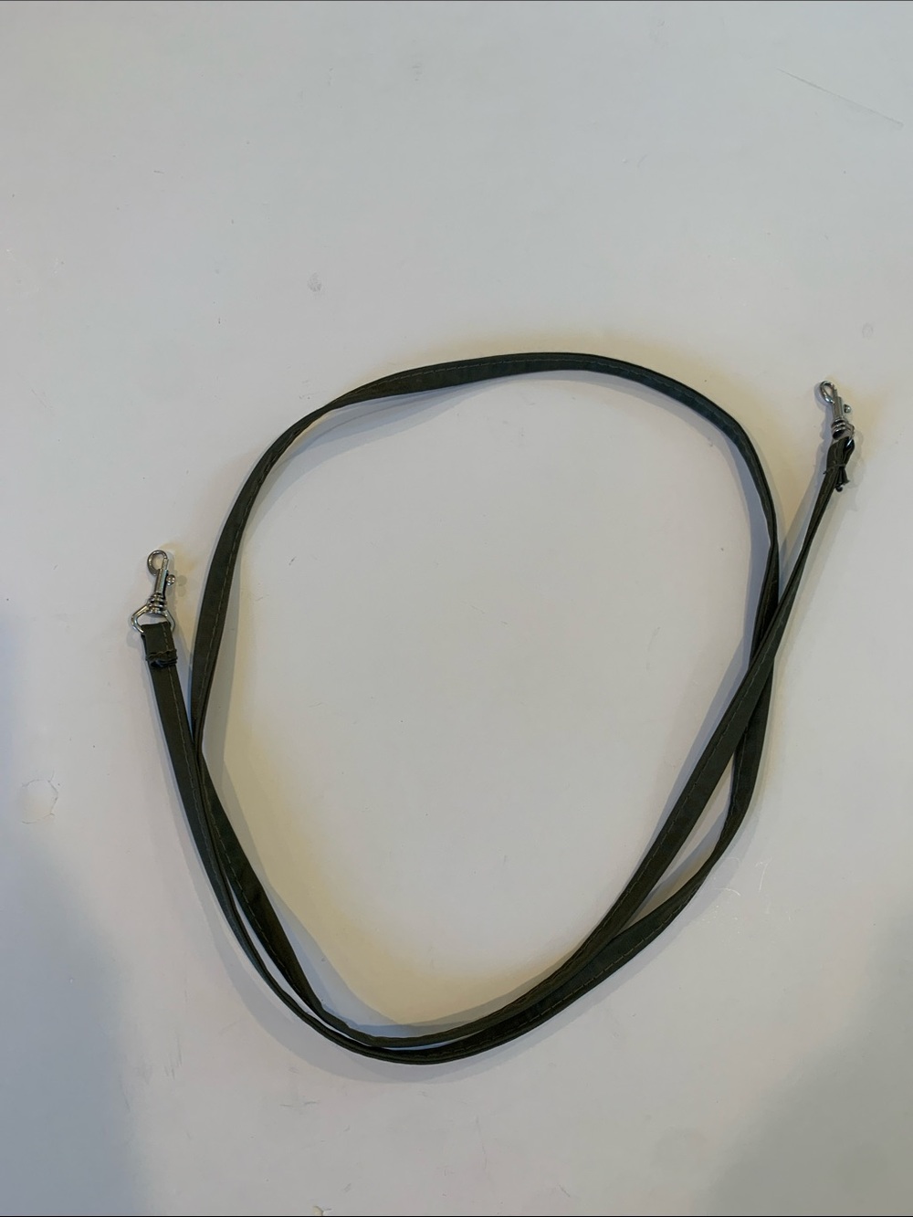 Dark Olive Green Thin Nylon Crossbody Bag Purse Replacement Strap Silver Clips